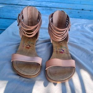 COPY - Size 9 Tan  leather Blowfish zip up sandals